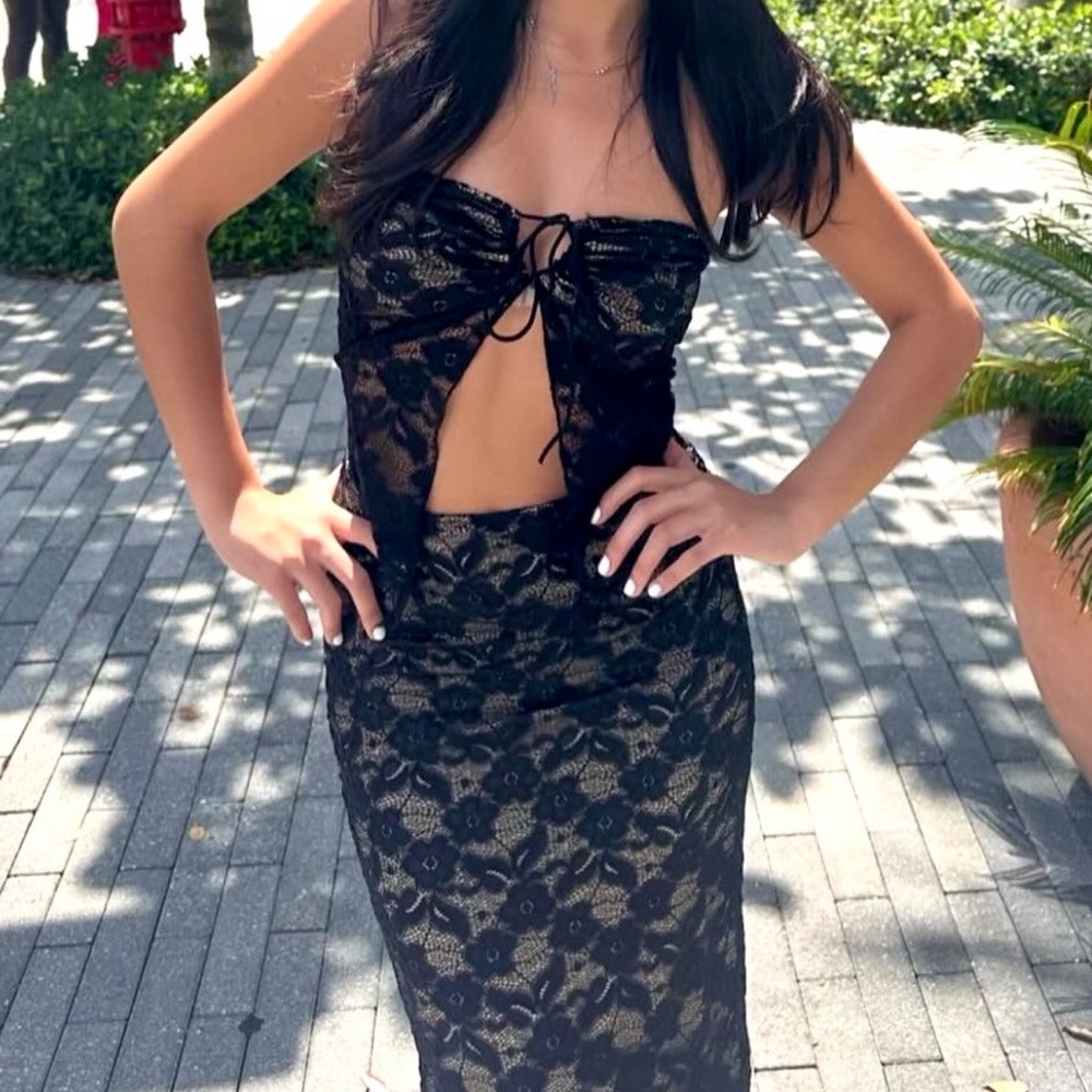 Black Lace Two Piece Set
